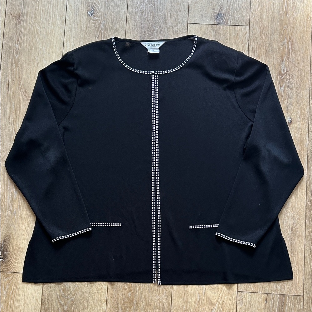 Exclusively Misook Jacket 3X Black White Trim Hook & Eye Blazer Cardigan